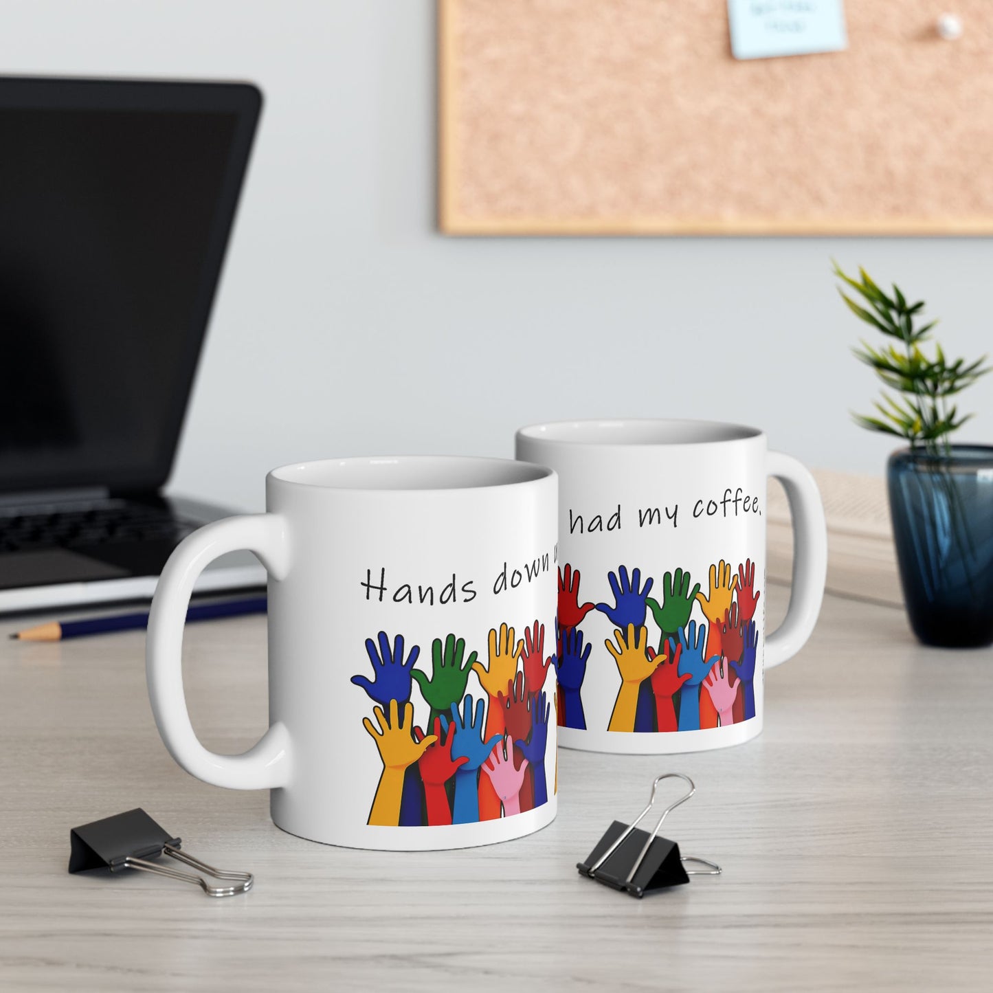 Hands Down the Best Gift for a Teacher, Ceramic Mug with Crayon Colors - both sides