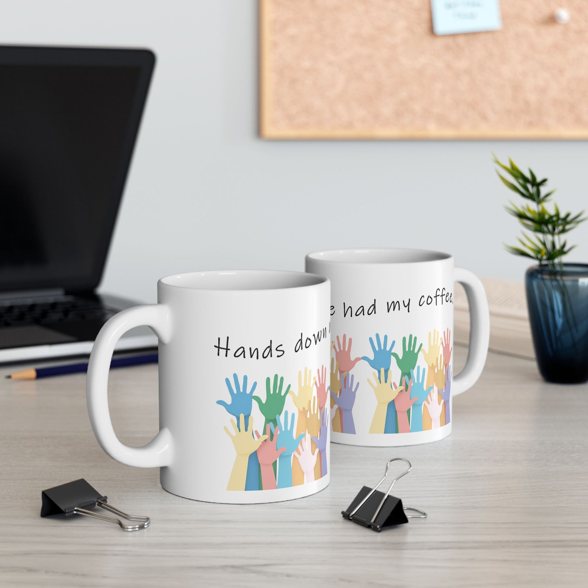 Hands Down the Best Gift for a Teacher, Ceramic Mug with Soft Pastel Colors - both sides