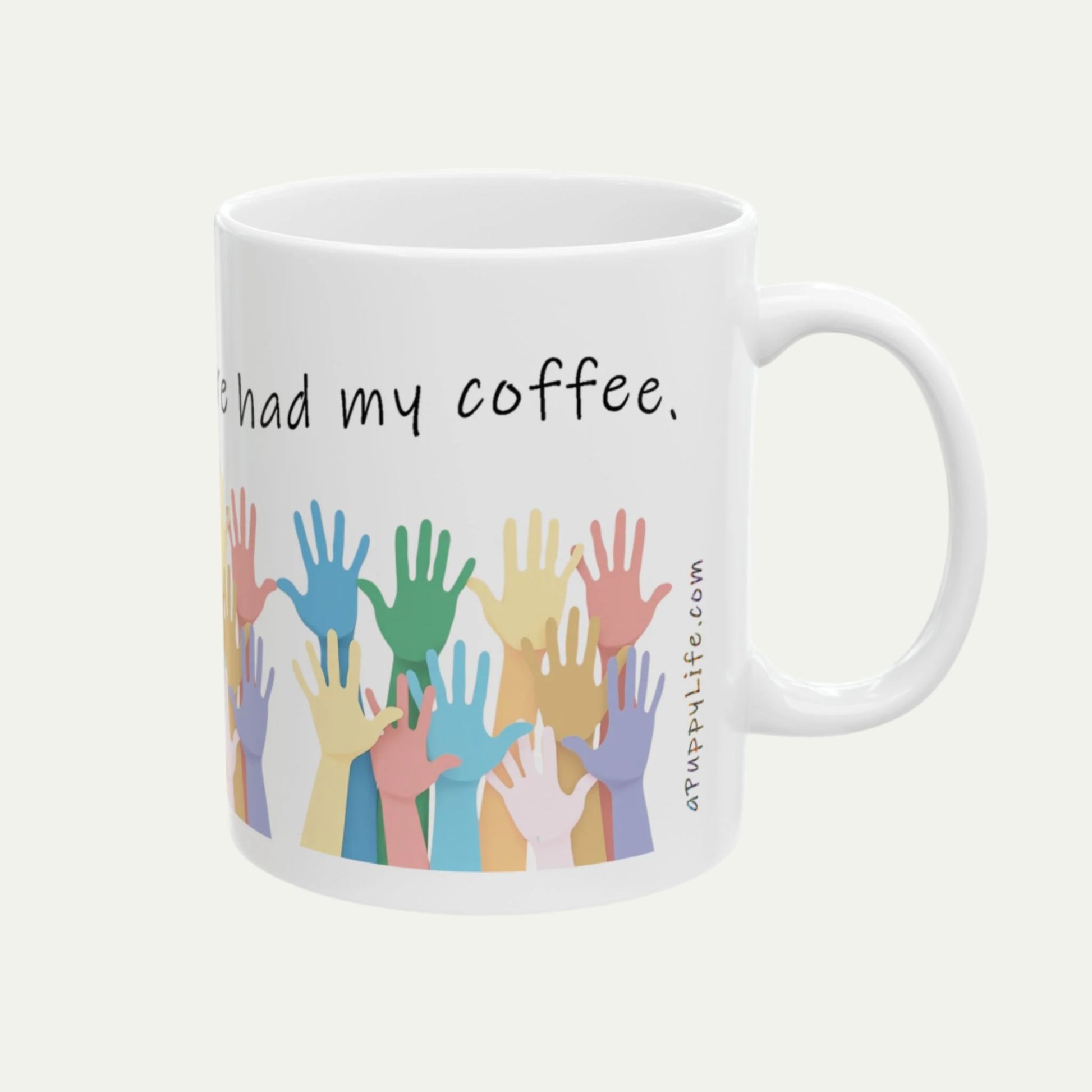 Hands Down the Best Gift for a Teacher, Ceramic Mug with Soft Pastel Colors - handle ion the right plain background