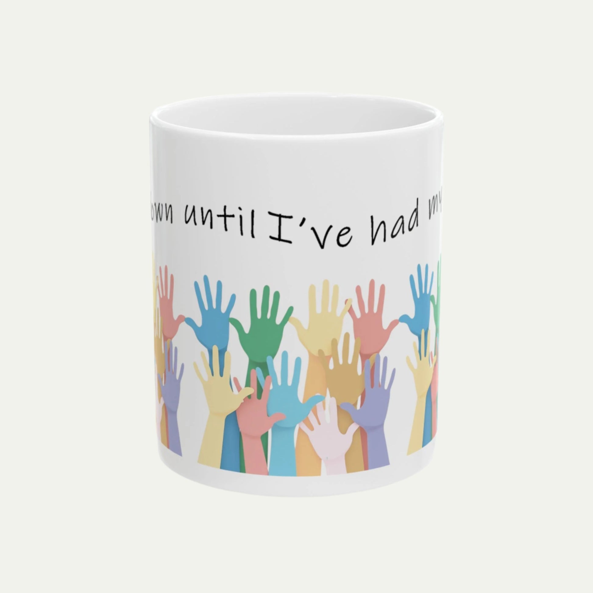 Hands Down the Best Gift for a Teacher, Ceramic Mug with Soft Pastel Colors - handle towards the back