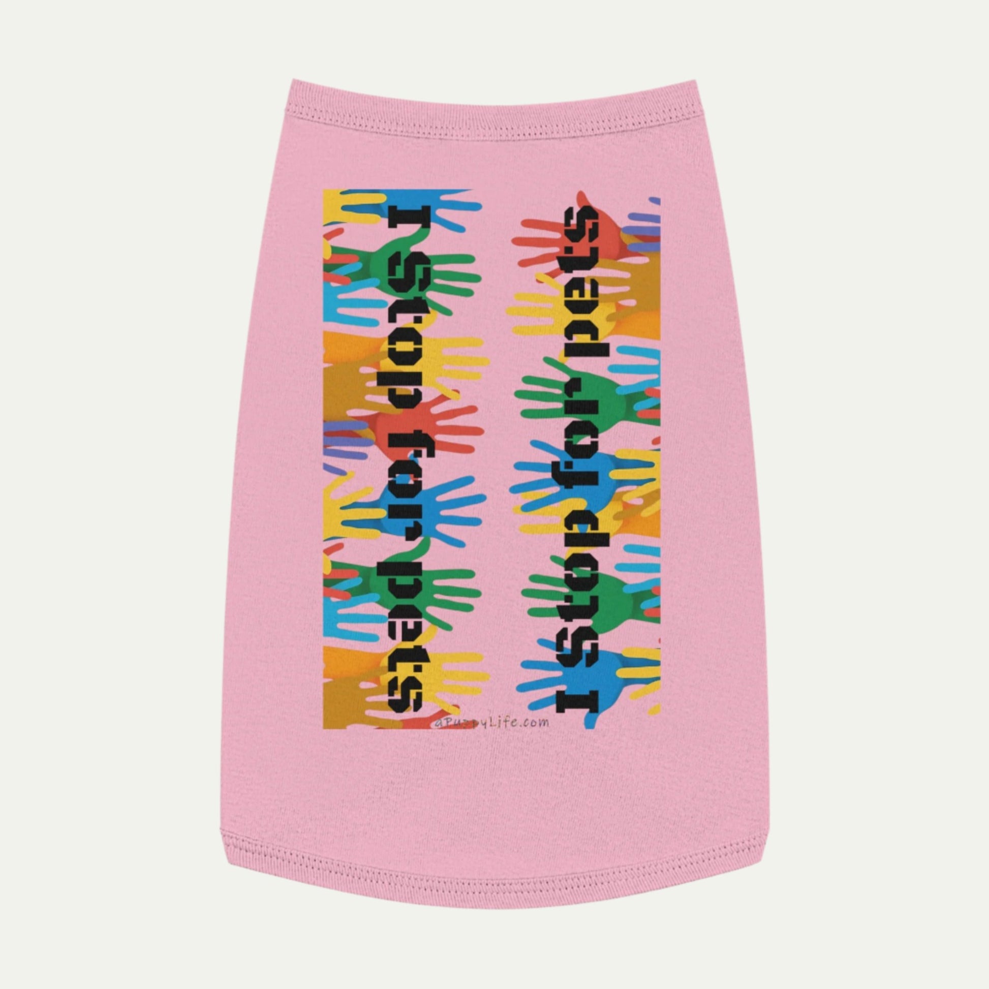 I Stop for Pets, Tank Top for Dogs L front pink