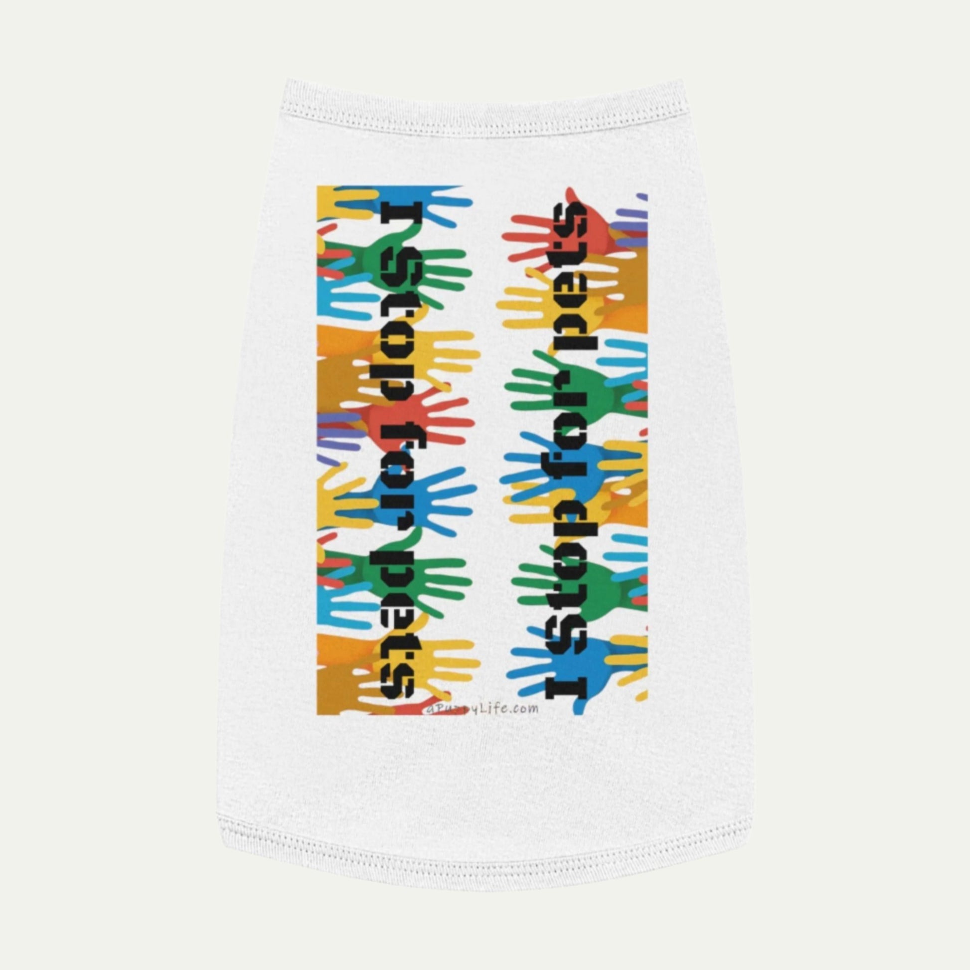 I Stop for Pets, Tank Top for Dogs L front white