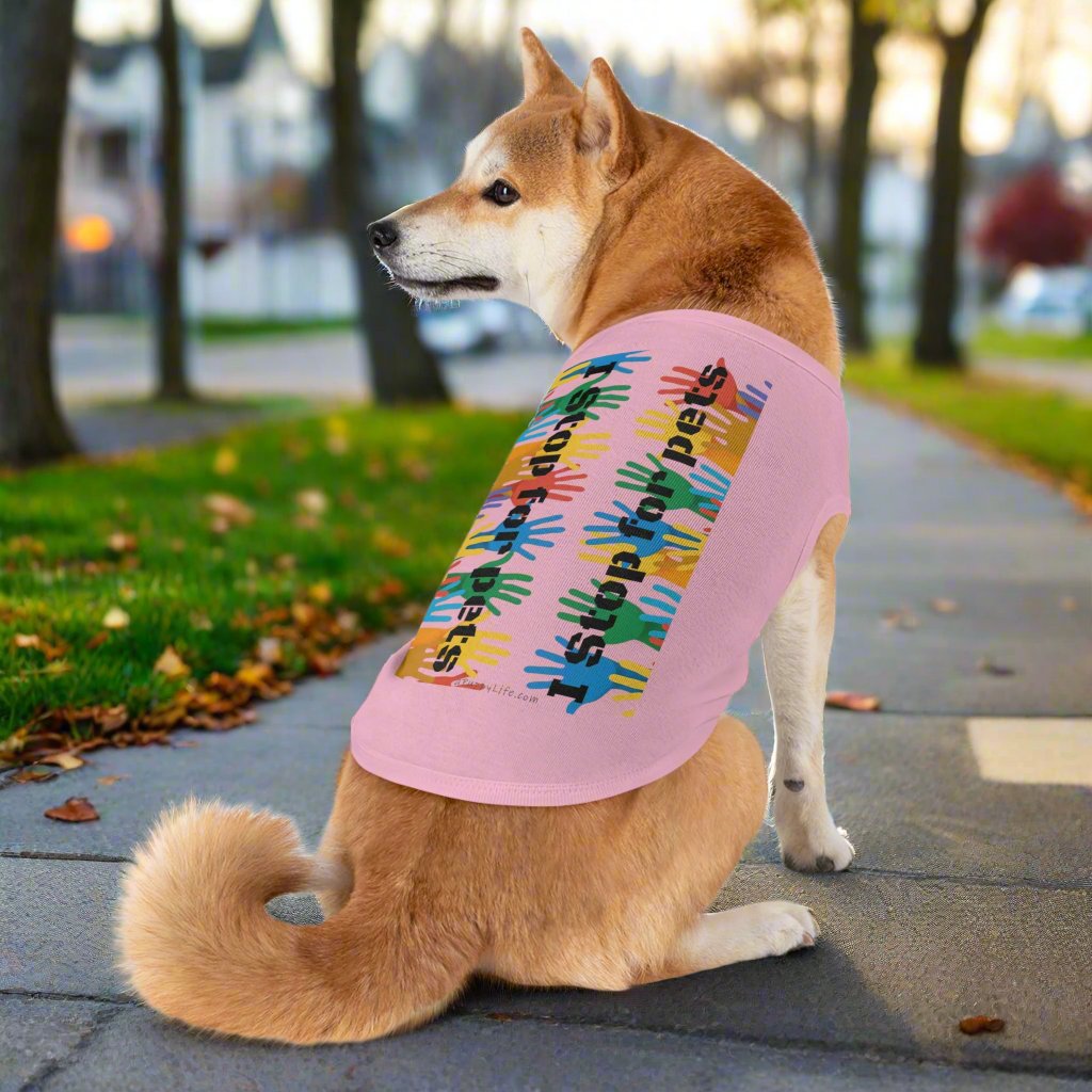 I Stop for Pets, Tank Top for Dogs L pink context