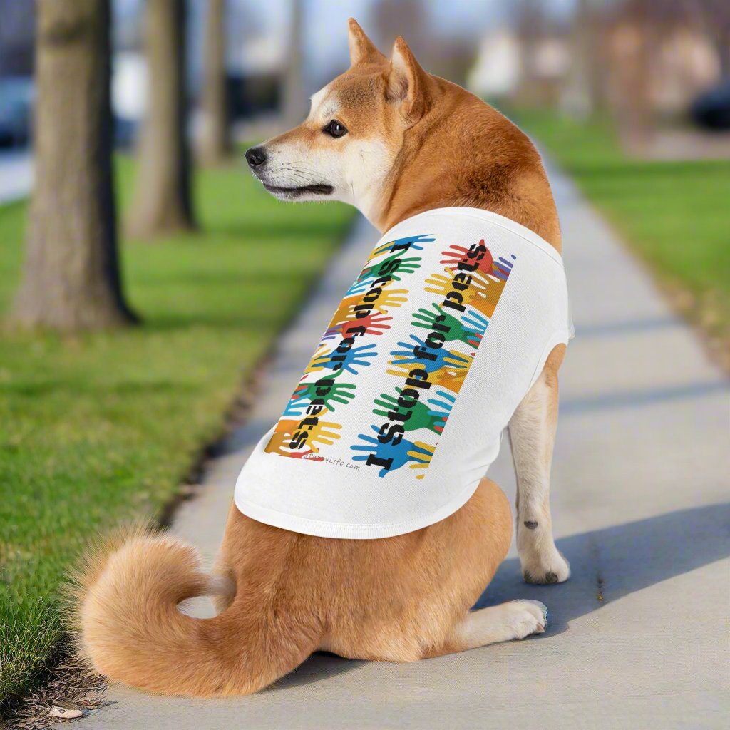 I Stop for Pets, Tank Top for Dogs L white context