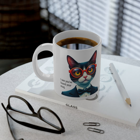 Jumbo, 20oz Funny Mug, Tuxedo Cat Wearing Sunglasses -context left