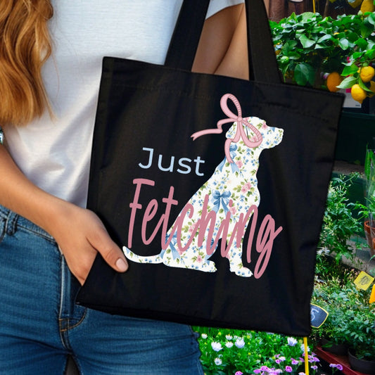 Just Fetching Coquette Labrador Tote – Grandmillennial Eco Canvas Bag black context