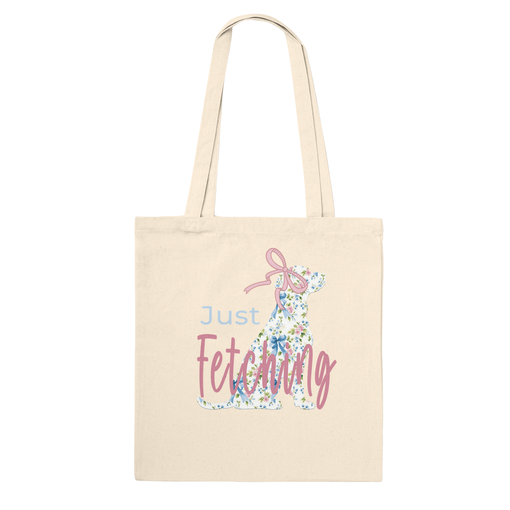 Just Fetching Coquette Labrador Tote – Grandmillennial Eco Canvas Bag beige