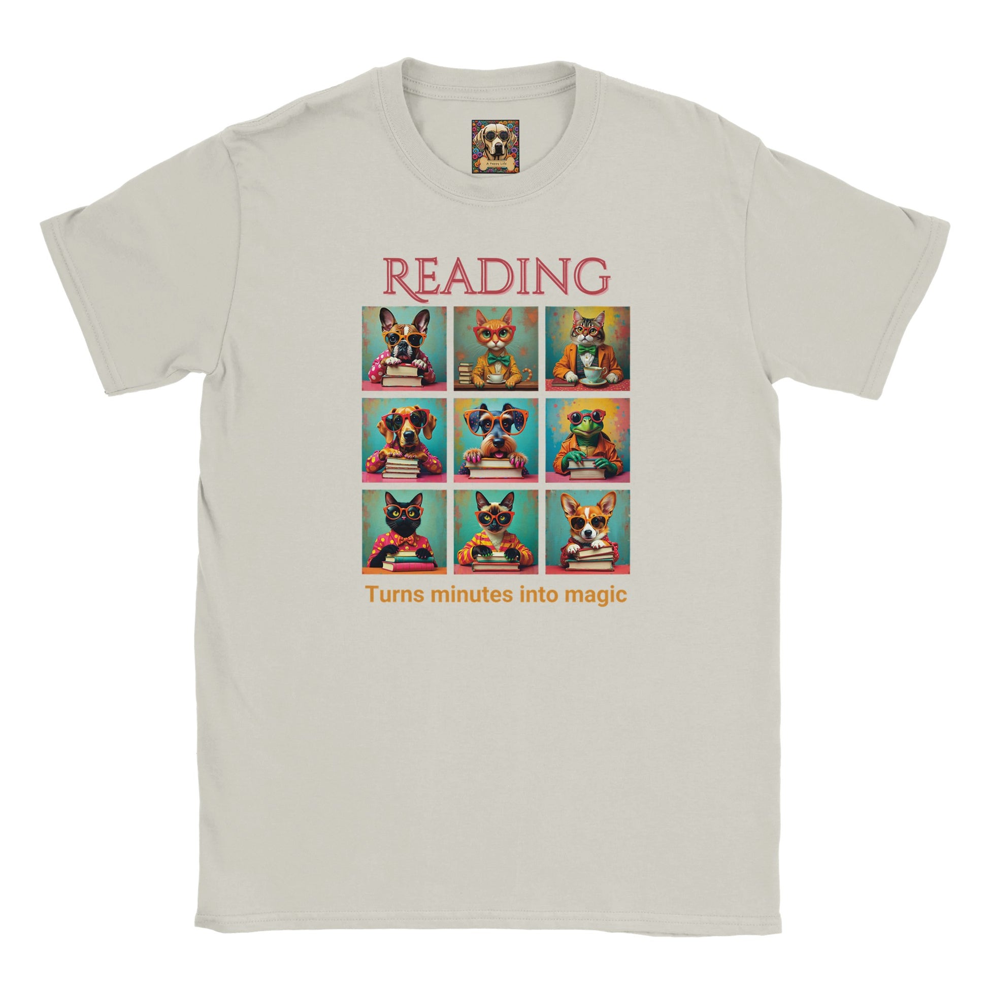 Kids Whimsical Book Quote Reading Aesthetic Graphic  T-shirt - for Young Book Worms Ash Grey