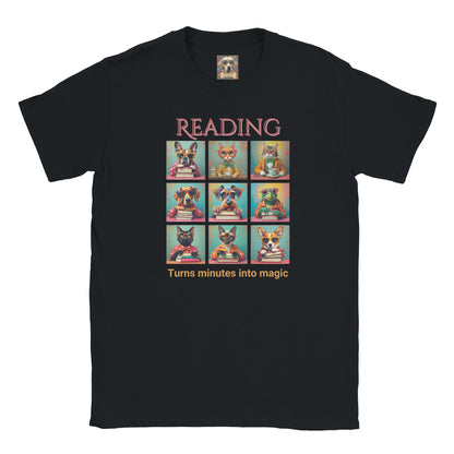 Kids Whimsical Book Quote Reading Aesthetic Graphic  T-shirt - for Young Book Worms Black
