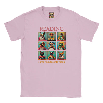 Kids Whimsical Book Quote Reading Aesthetic Graphic  T-shirt - for Young Book Worms Light Pink