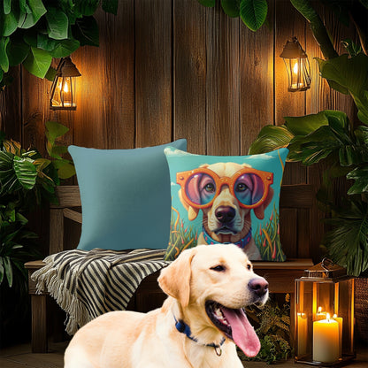 Labrador Retriever Square Accent Pillow, Teal
