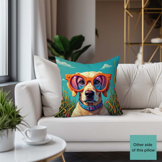Labrador Retriever Square Accent Pillow, Teal
