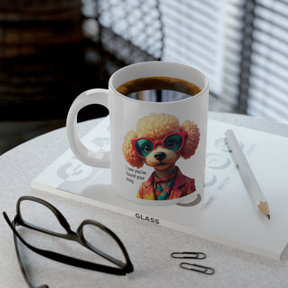 Large, 20oz Funny Mug,  Poodle Dog Wearing Sunglasses context left
