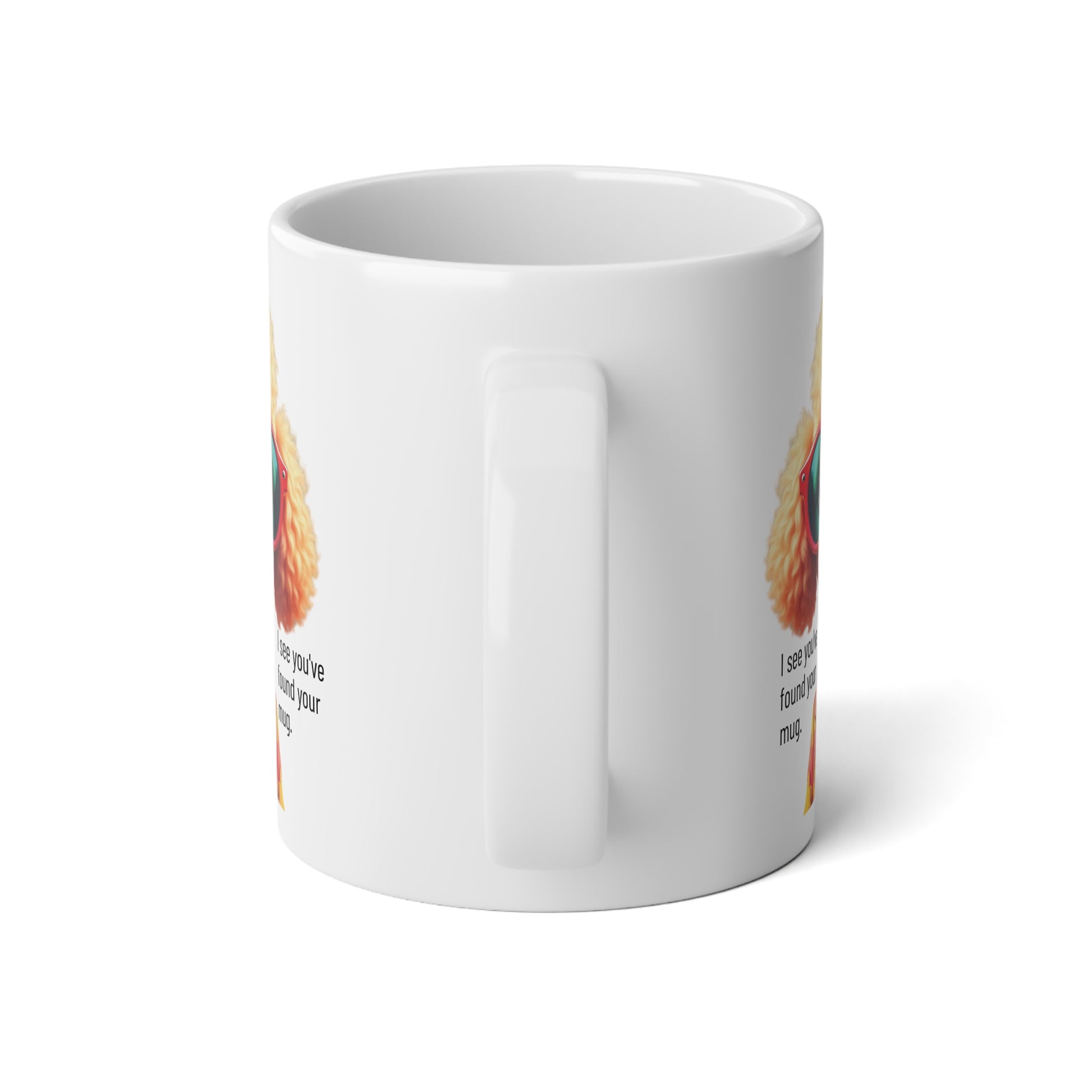 Large, 20oz Funny Mug,  Poodle Dog Wearing Sunglasses handle toward viewer