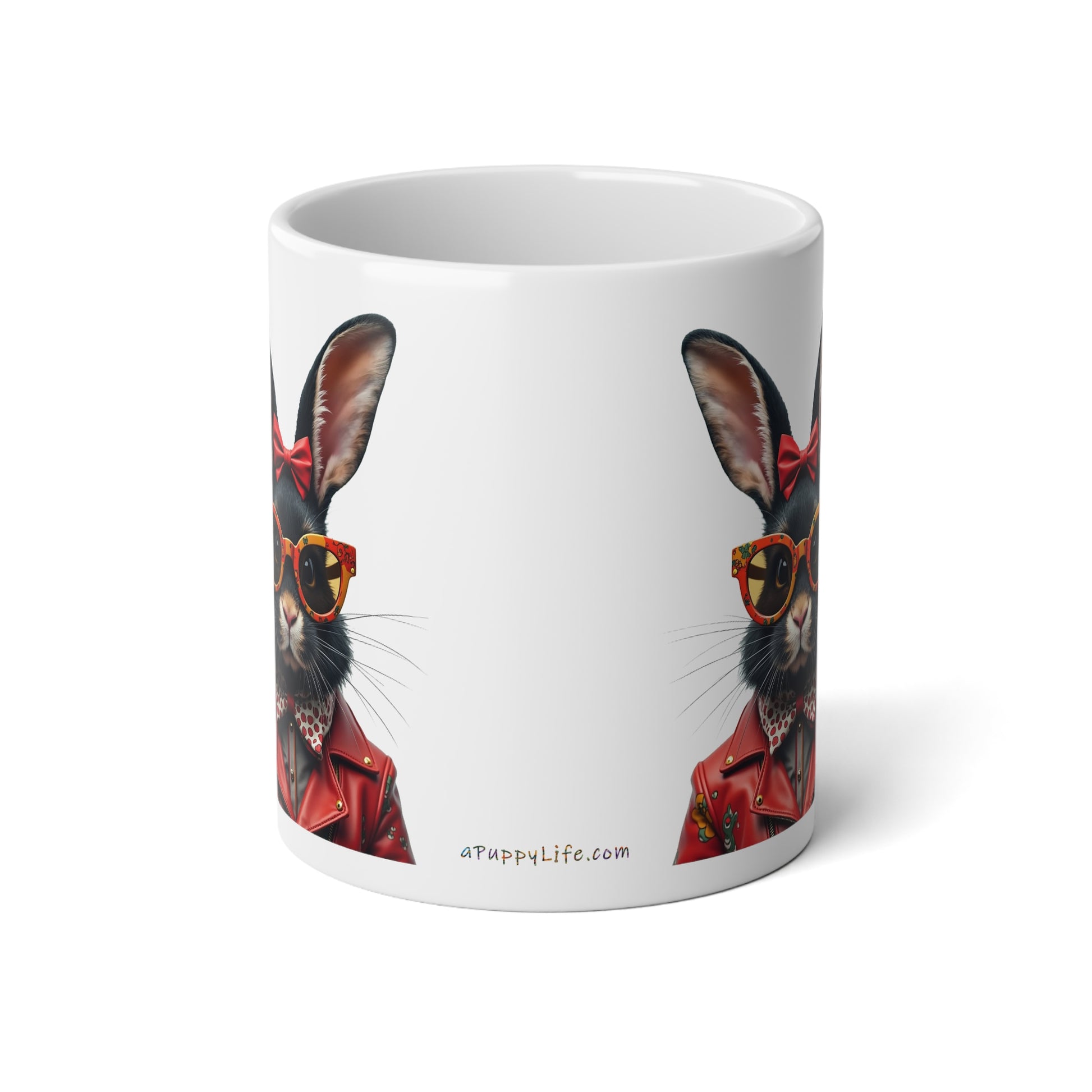 Large, 20oz  Funny Mug,  Retro Rabbit Wearing Sunglasses - handle away from viewer