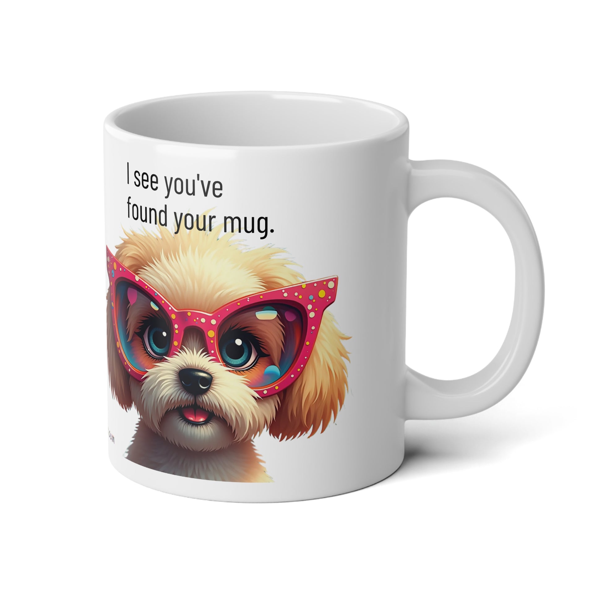 Large, 20oz Funny Mug,  Shih Tzu Dog Wearing Sunglasses Handle towards right of screen