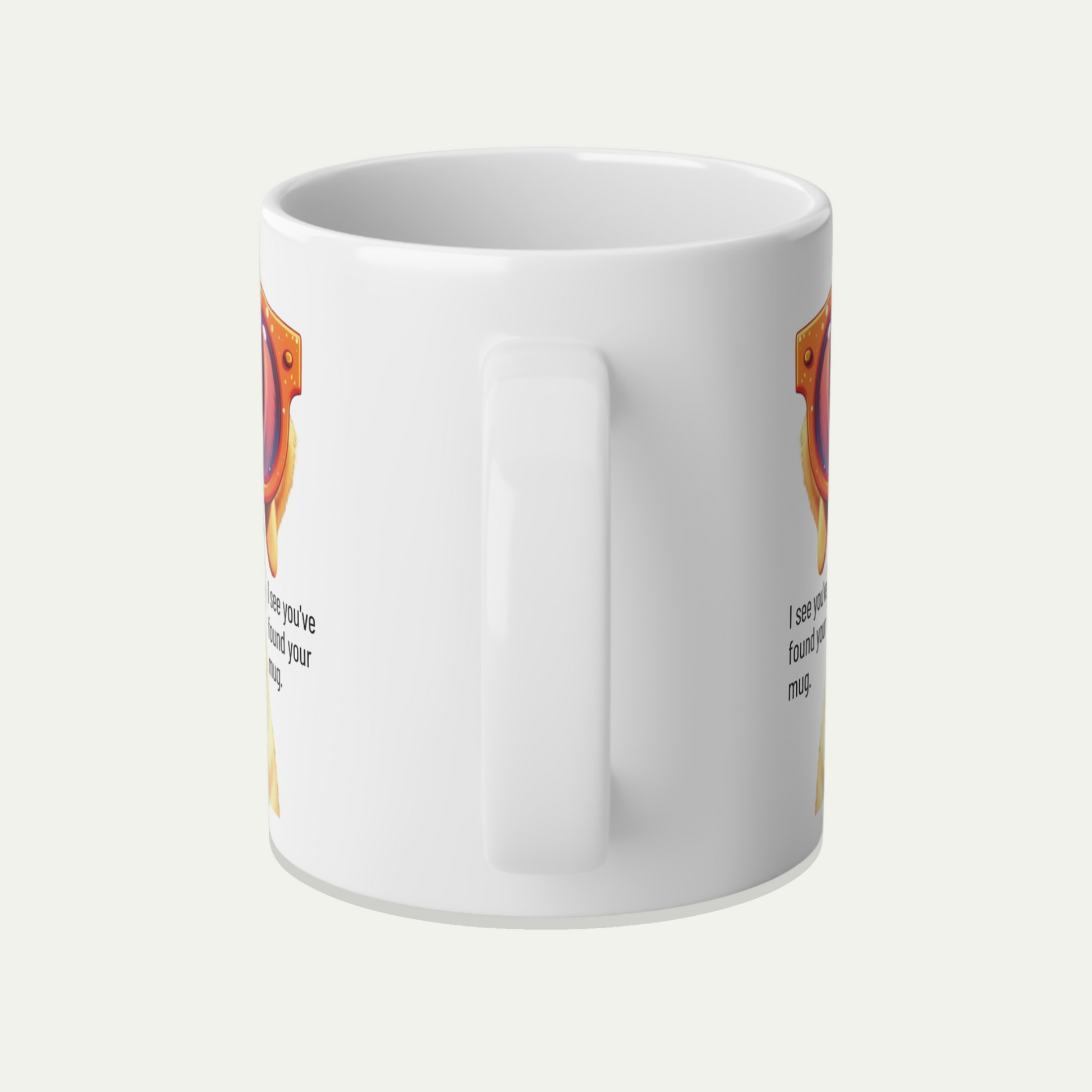 Large,  20oz Funny Dog Mug, Labrador Dog Wearing Sunglasses - handle towards viewer