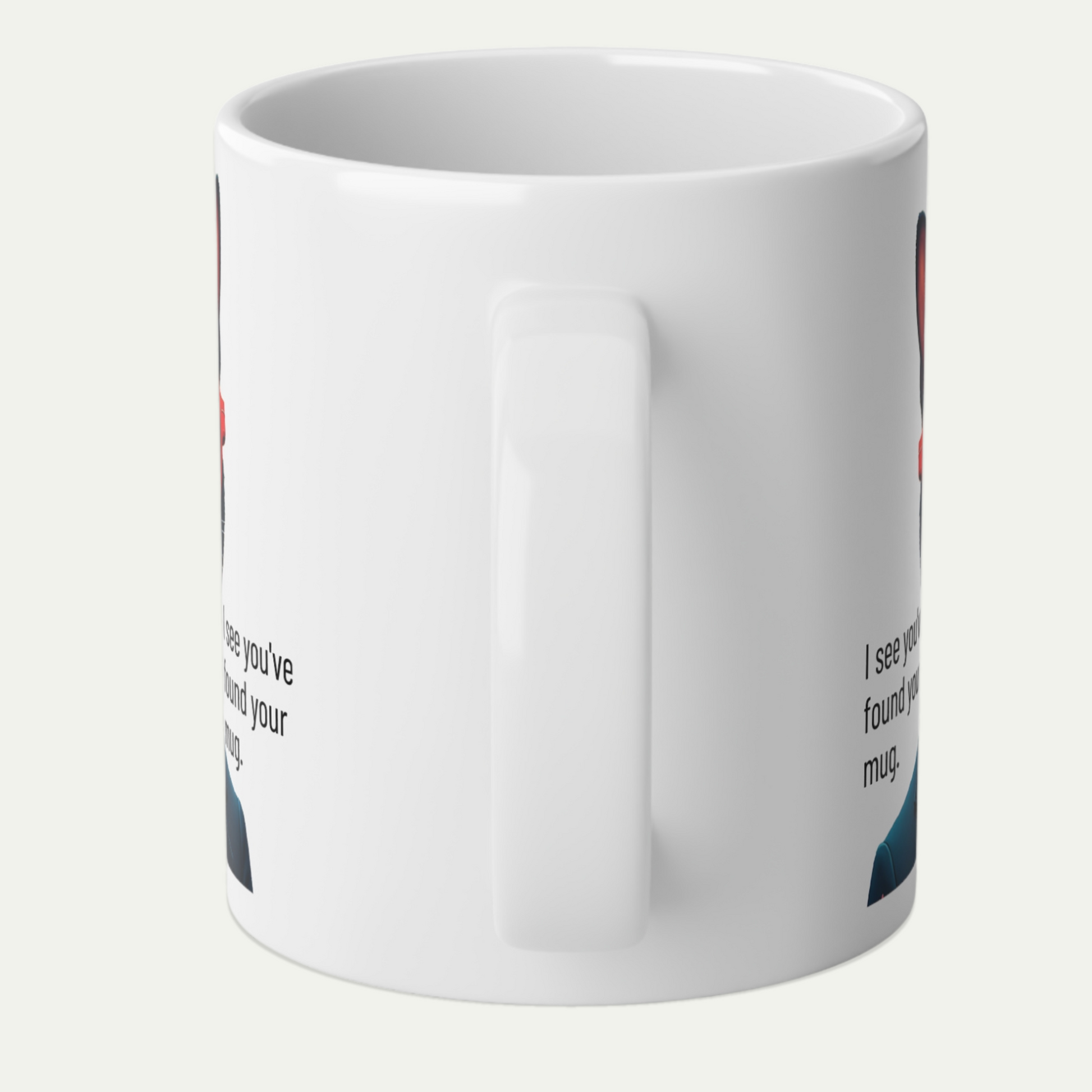 Jumbo, 20rightoz Funny Mug, Tuxedo Cat Wearing  Sunglasses - handle towards viewer