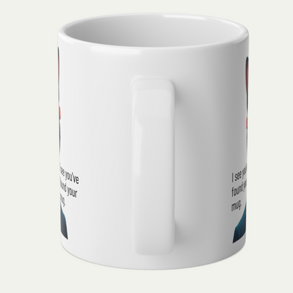 Jumbo, 20rightoz Funny Mug, Tuxedo Cat Wearing  Sunglasses - handle towards viewer