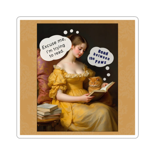 Literary Cat Kiss-Cut Stickers - "Excuse me, I'm trying to read"