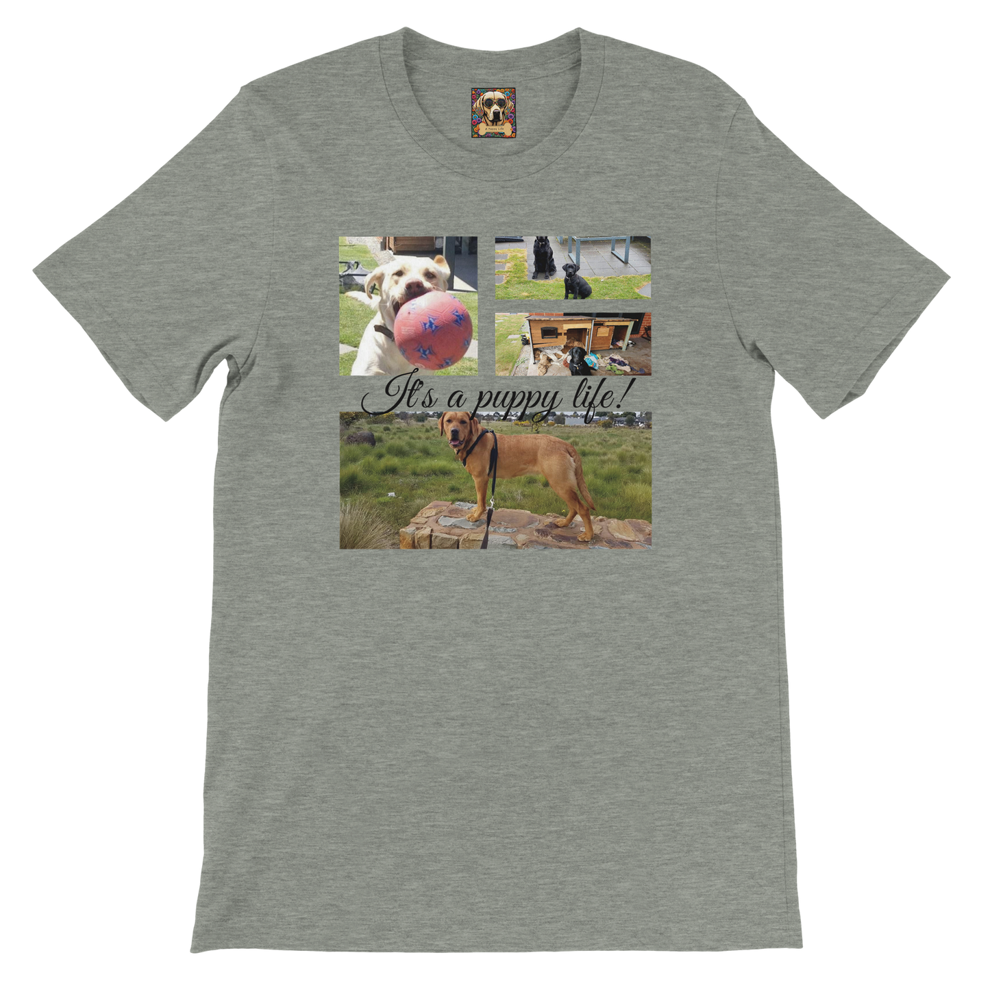 Modern Elegant Personalized Photo Collage Cotton T-shirt context Athletic heather grey black text