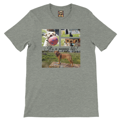 Modern Elegant Personalized Photo Collage Cotton T-shirt context Athletic heather grey black text
