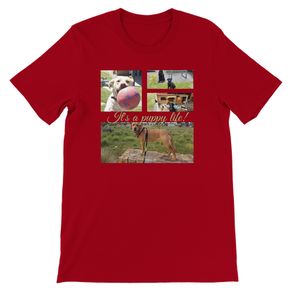 Modern Elegant Personalized Photo Collage Cotton T-shirt context red green  text