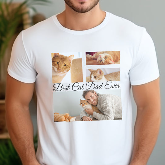 Modern Elegant Personalized Photo Collage Cotton T-shirt context white