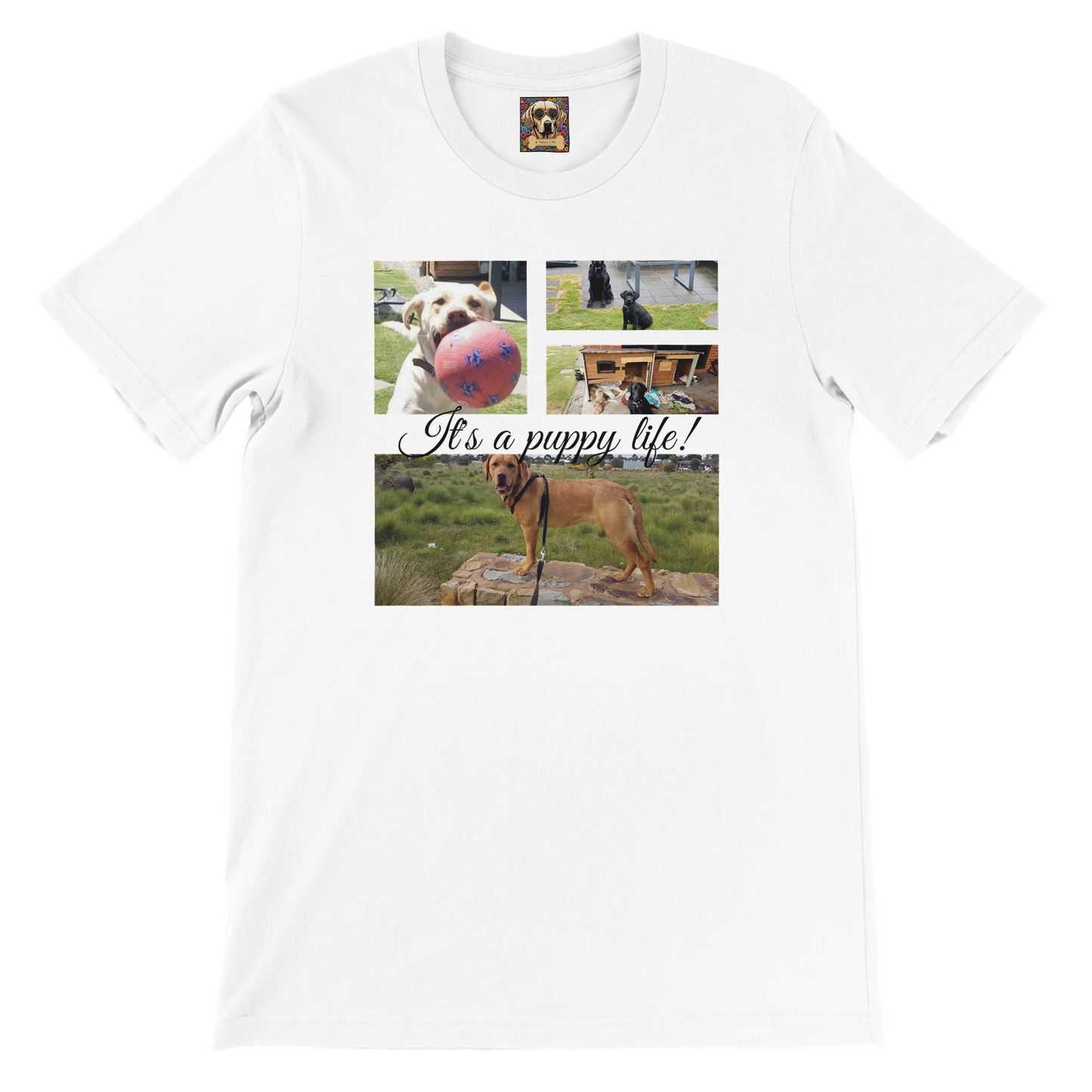 Modern Elegant Personalized Photo Collage Cotton T-shirt context white black text