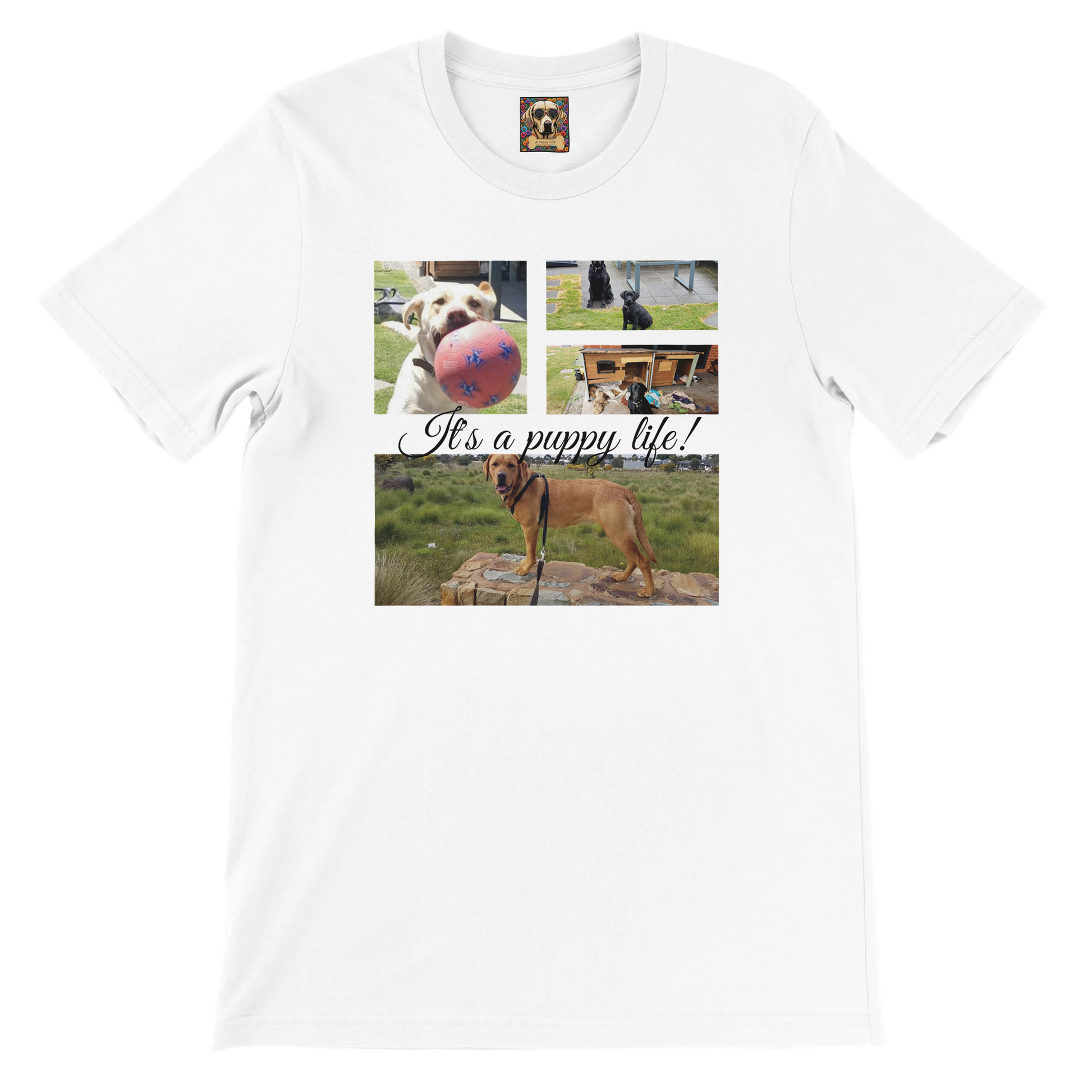 Modern Elegant Personalized Photo Collage Cotton T-shirt context white black text