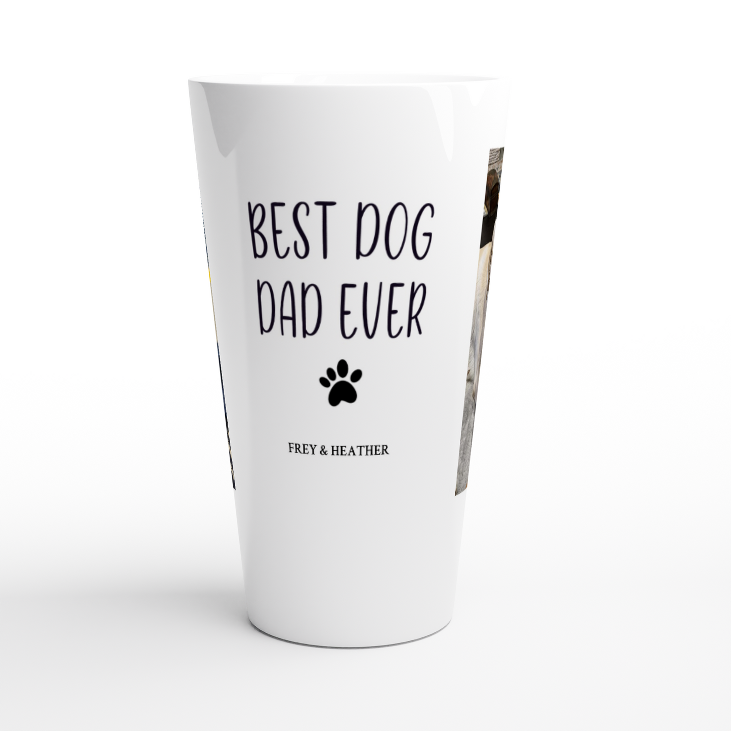 Modern Photo Collage Latte Mug – Customizable Gift for Best Dog Dad Ever centre of design
