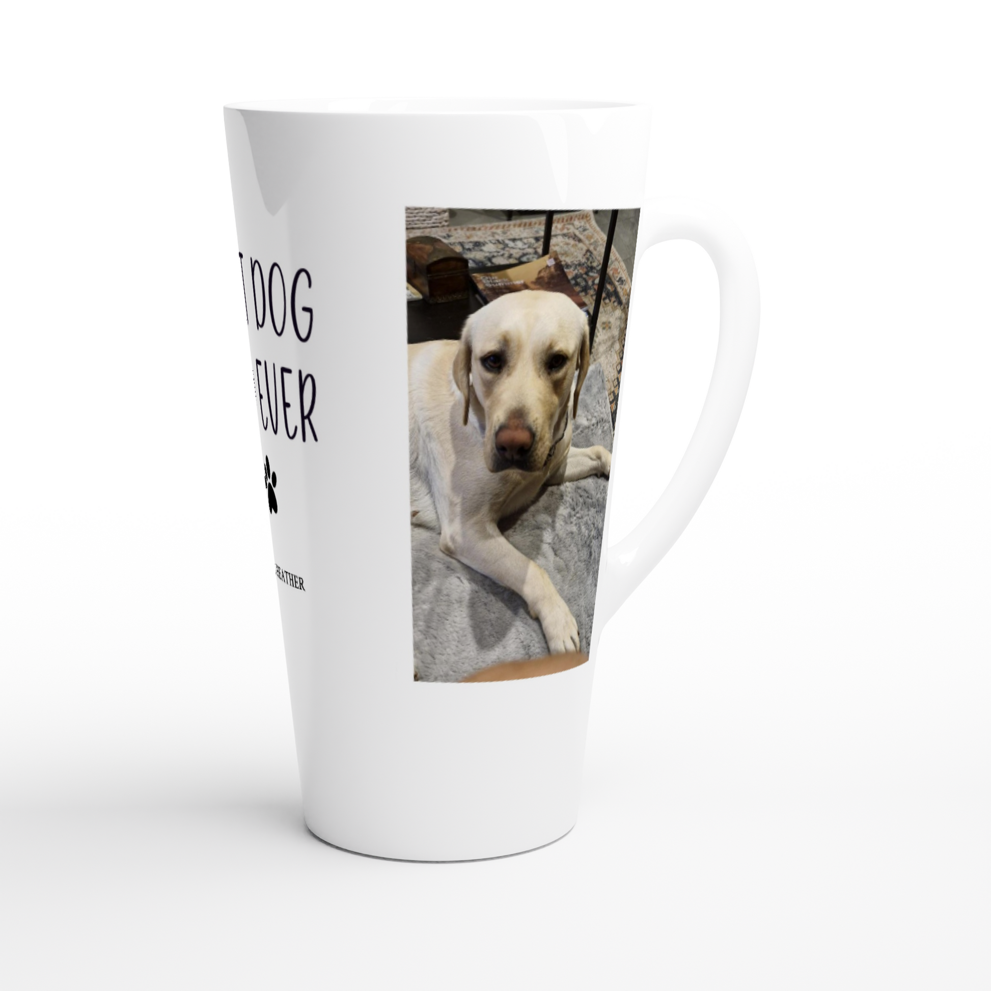 Modern Photo Collage Latte Mug – Customizable Gift for Best Dog Dad Ever handle on right
