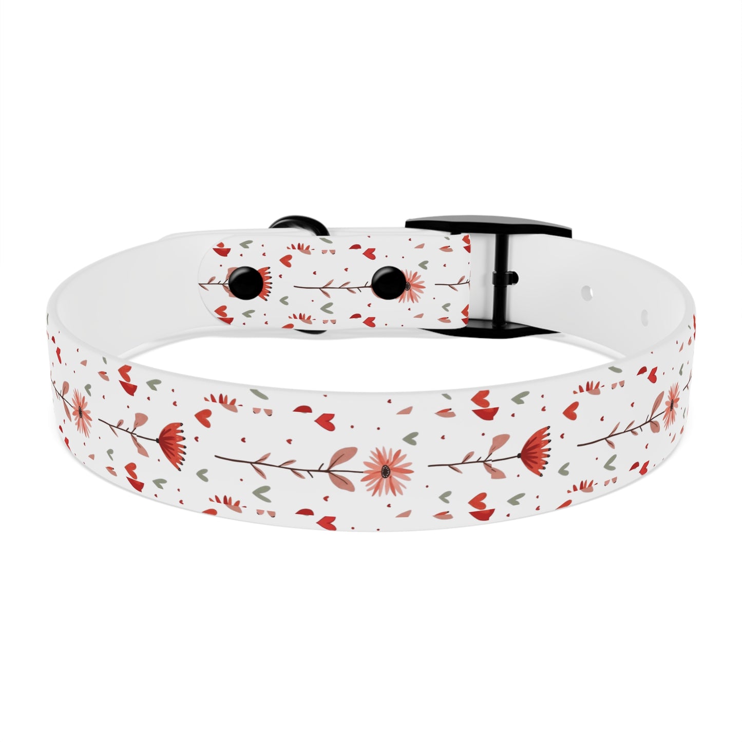 Odor-proof and Stain-Resistant Dog Collar, Pink Floral on a White Backgroun black onyx buckle inside view
