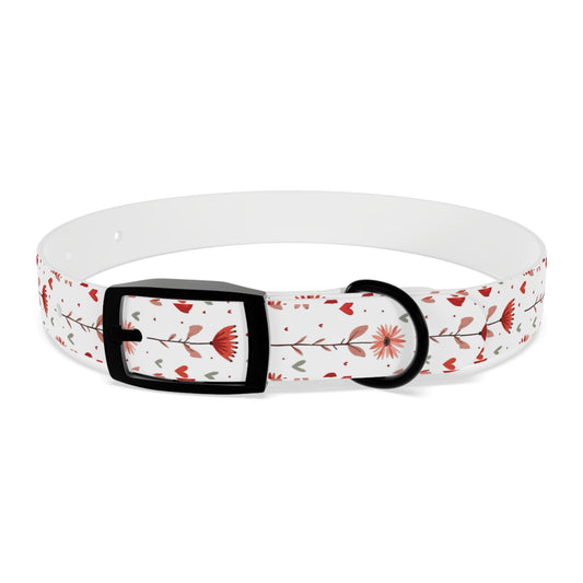 Odor-proof and Stain-Resistant Dog Collar, Pink Floral on a White Background  black onyx buckle