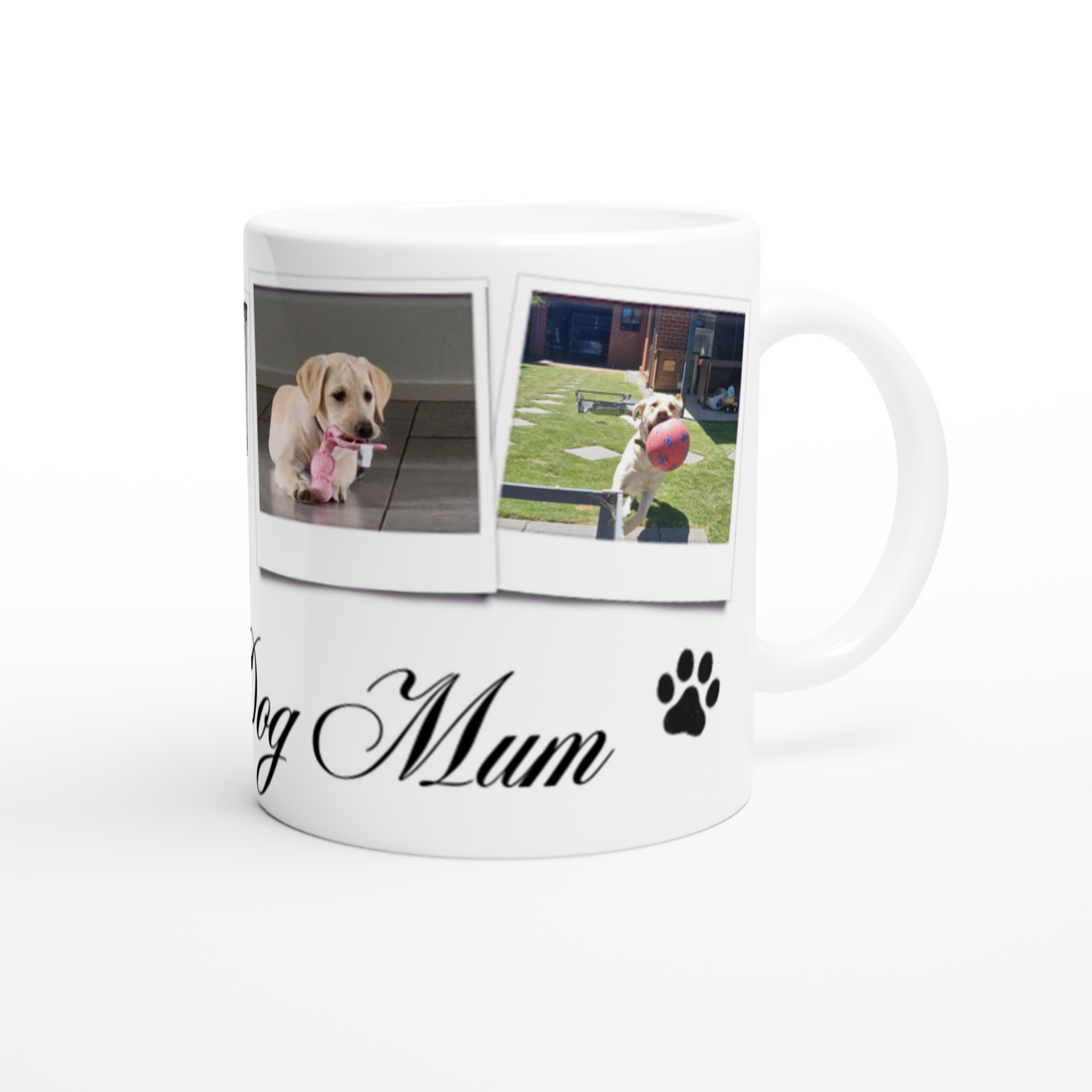 Personalize with 4 dog photos White 11oz Ceramic Mug with white Color Inside dog mum