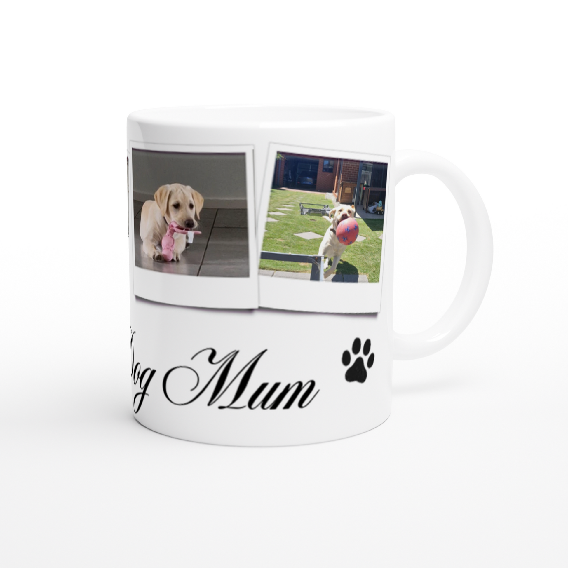 Personalize with 4 dog photos White 11oz Ceramic Mug with white Color Inside dog mum