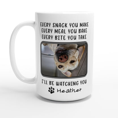 Personalized 15oz Mug - Every Snack You Make with Custom 2 Pet Photos Handle on left side