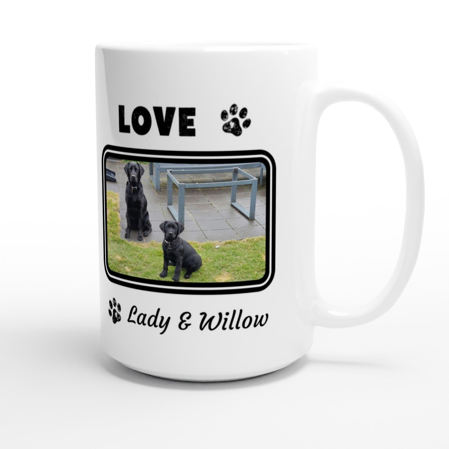 Personalized Best Dog Dad Ever Mug – Custom Photo & Name Gift for Father's Day - 15oz Ceramic Mug handle on the right photo and name of dog