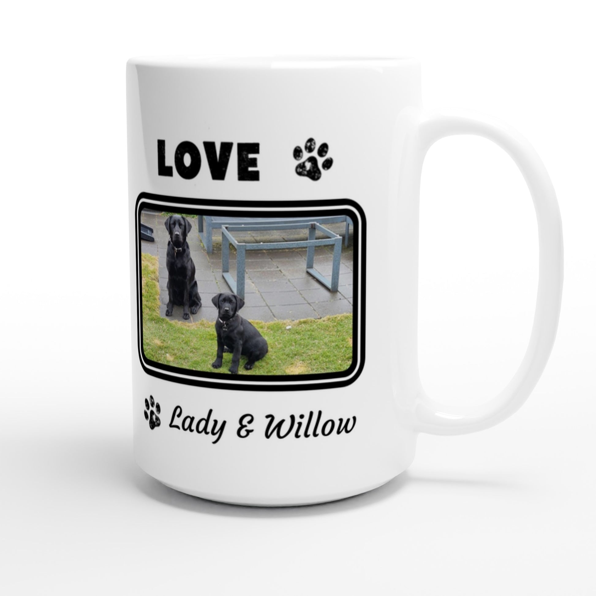 Personalized Best Dog Dad Ever Mug – Custom Photo & Name Gift for Father's Day - 15oz Ceramic Mug handle on the right photo and name of dog