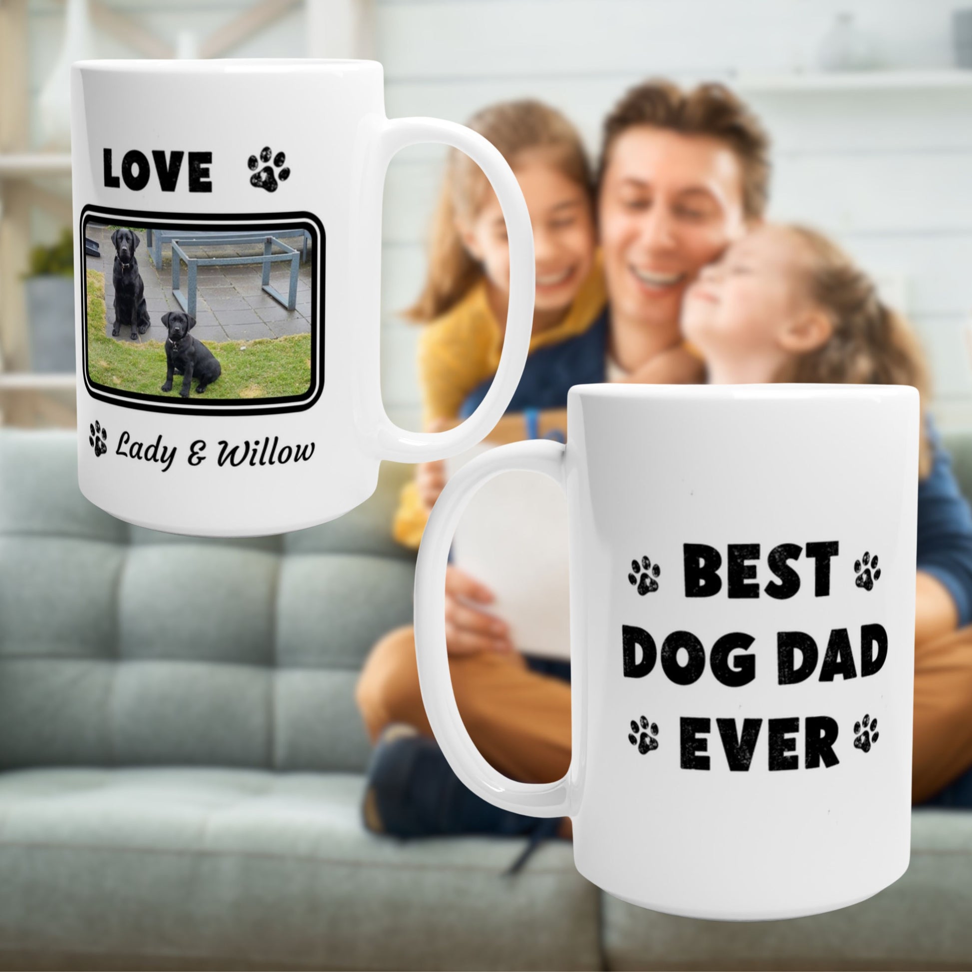 Personalized Best Dog Dad Ever Mug – Custom Photo & Name Gift for Father's Day - 15oz Ceramic context Father's Day Gift