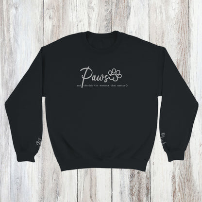 Personalized Pet Crewneck Sweatshirt- Custom Embroidered Pets Names - Paws & Cherish -  black
