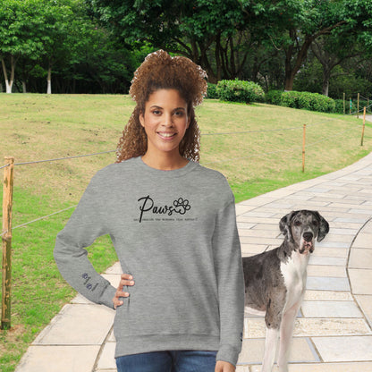 Personalized Crewneck Sweatshirt  Custom Embroidered Pets Names - Paws Cherish Context ash grey