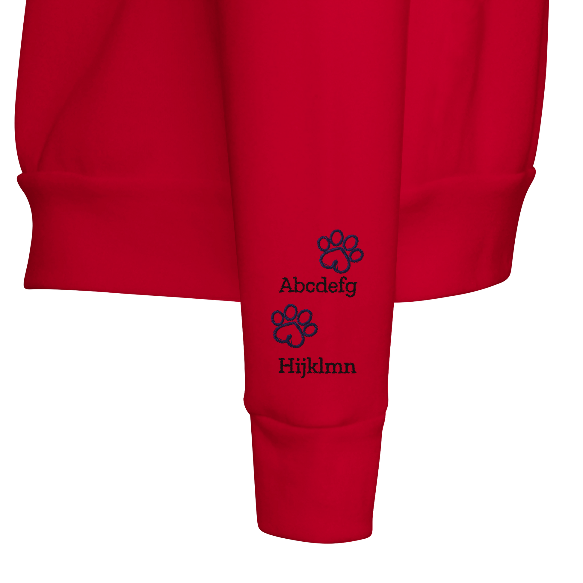 Personalized Crewneck Sweatshirt  Custom Embroidered Pets Names - Paws Cherish sleeve detail 1