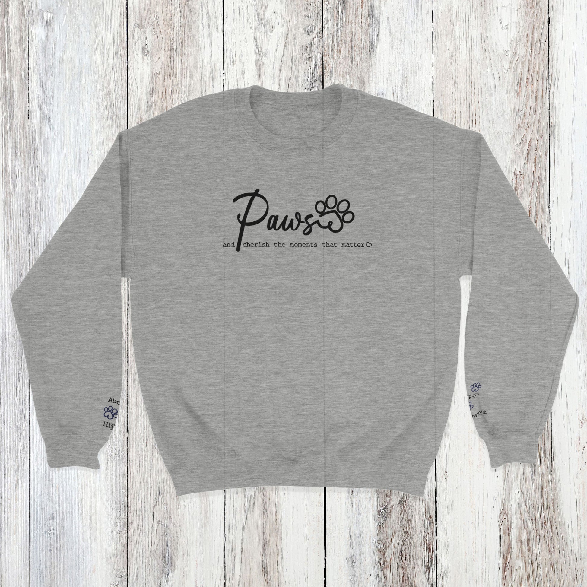Personalized Crewneck Sweatshirt  Custom Embroidered Pets Names - Paws Cherish ash grey