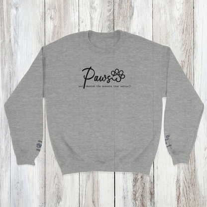 Personalized Crewneck Sweatshirt  Custom Embroidered Pets Names - Paws Cherish ash grey