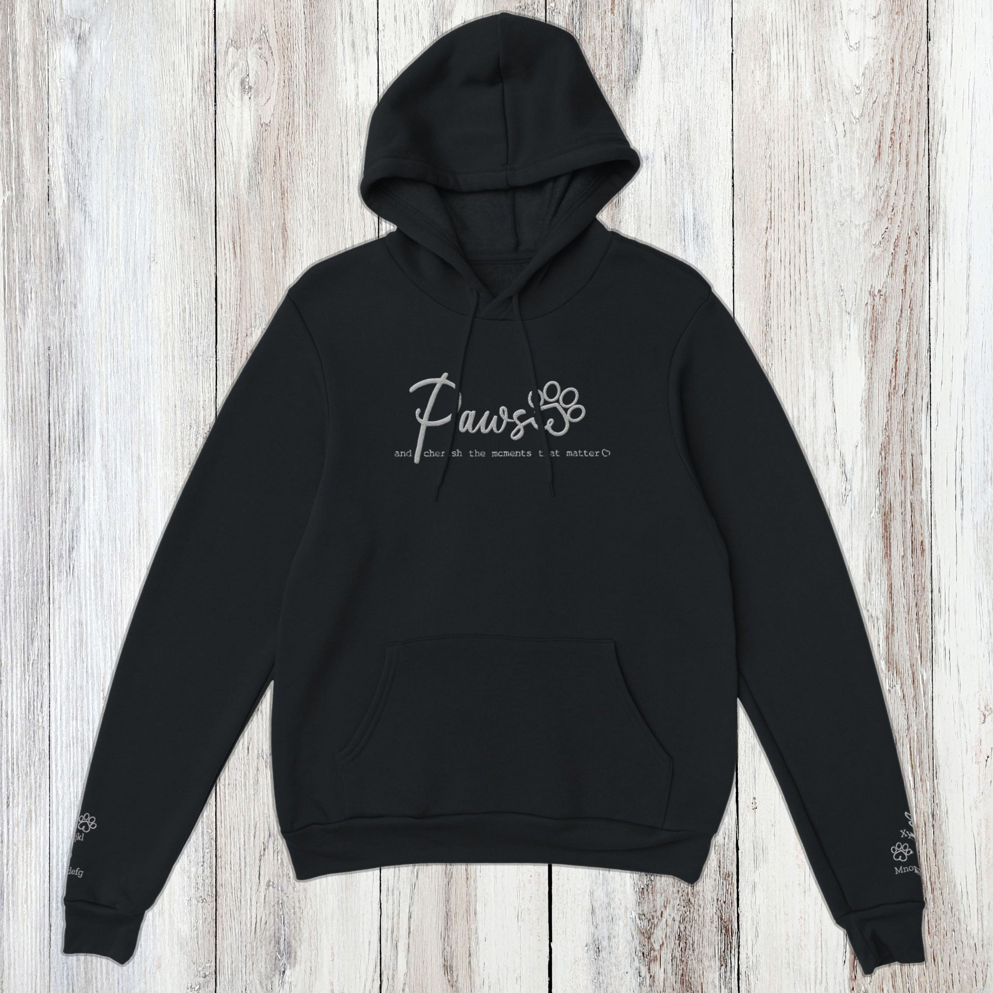 Personalized Hoodie - Custom Embroidered - Paws & Cherish - Black