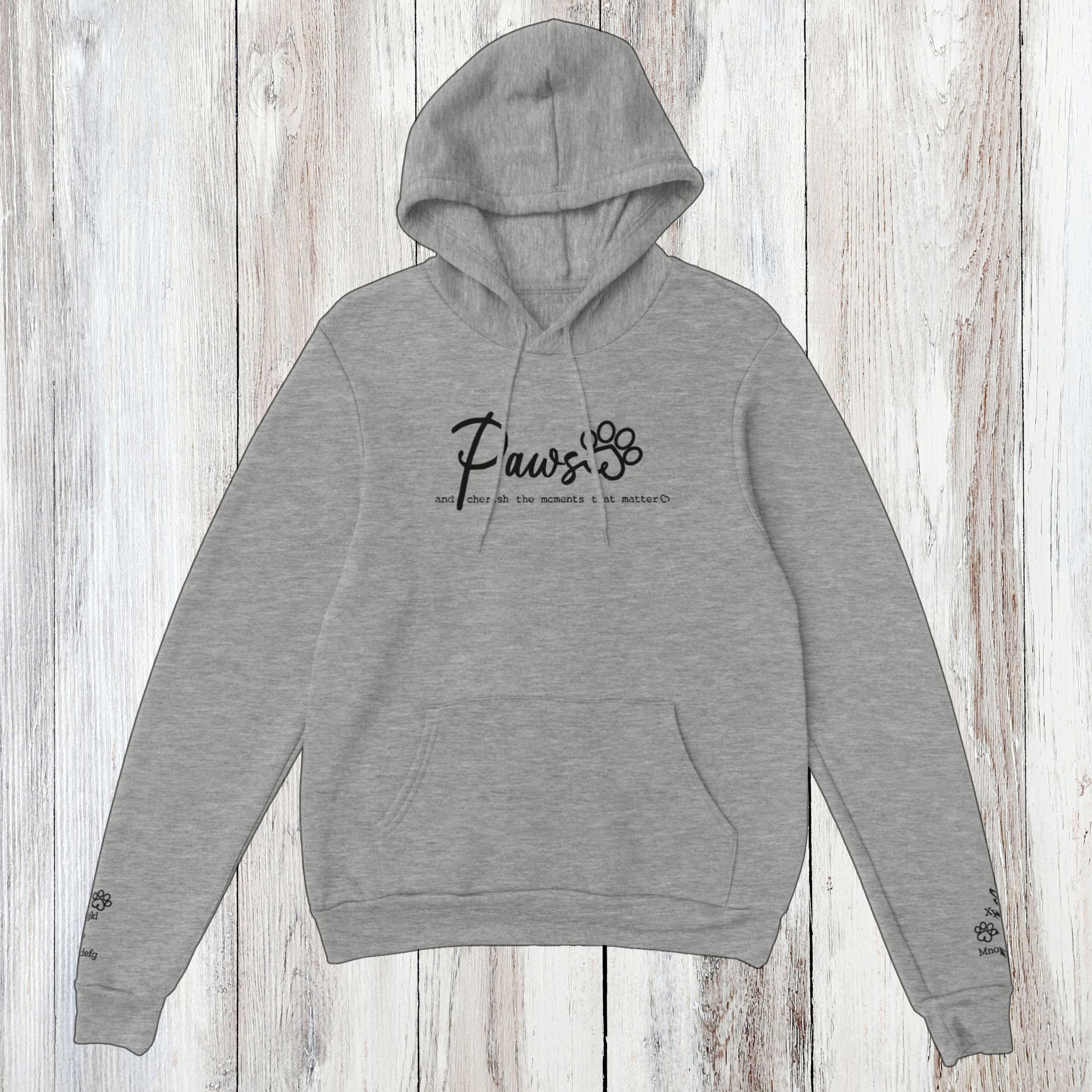 Personalized Hoodie Custom Embroidered Paws Cherish Grey