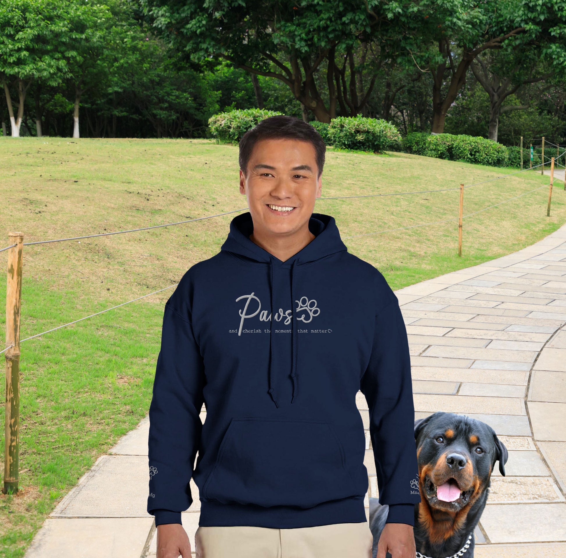 Personalized Hoodie - Custom Embroidered - Paws & Cherish - Navy context