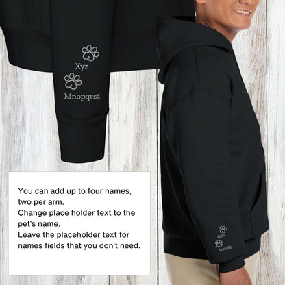 Personalized Hoodie - Custom Embroidered - Paws & Cherish - Black or Navy