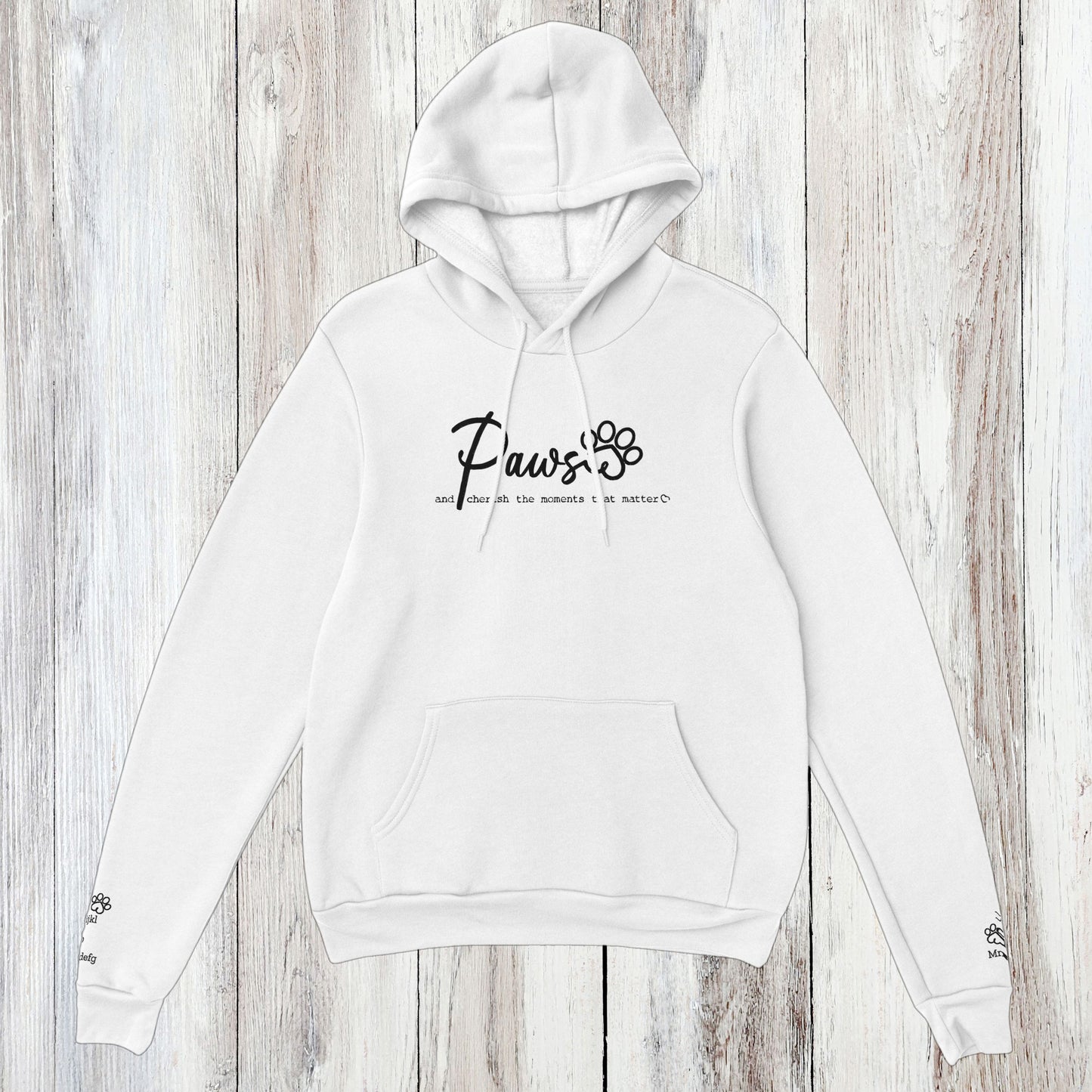 Personalized Hoodie Custom Embroidered Paws Cherish white